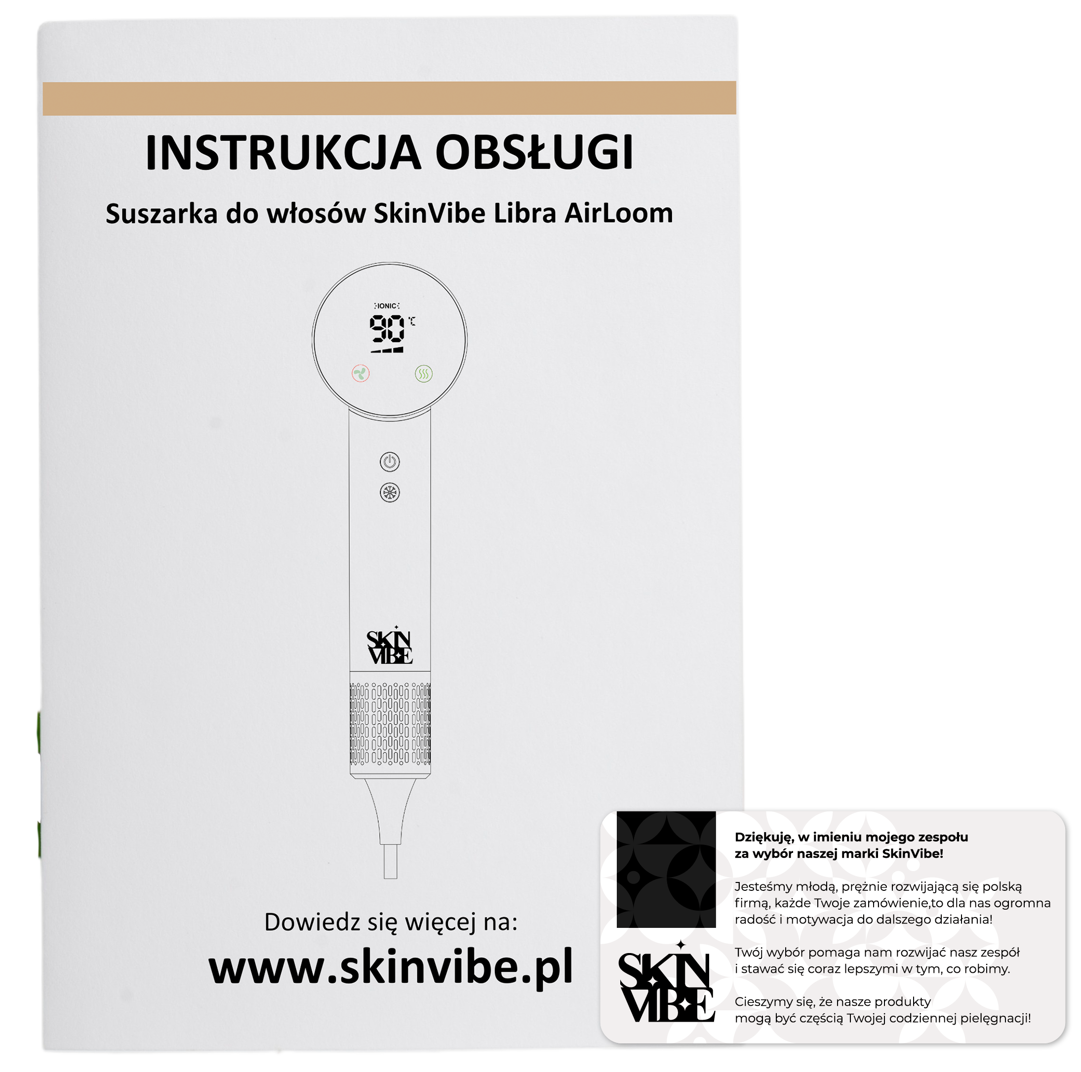 Instructions for using the device + a thank you card