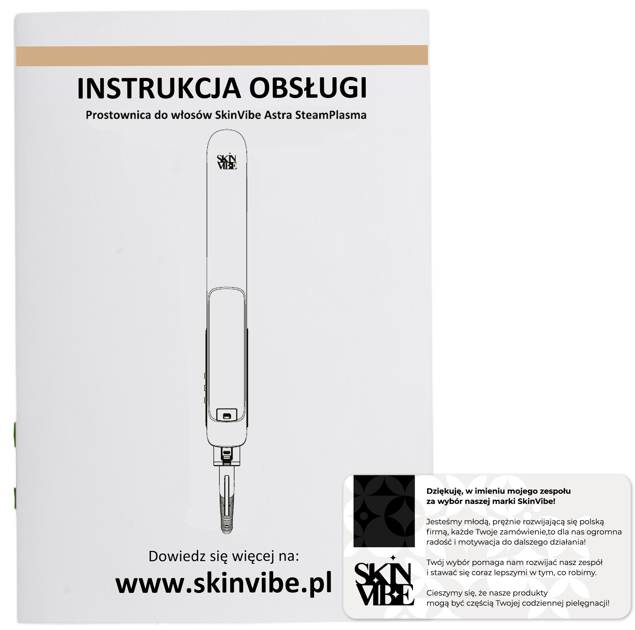 Instructions for use of the device+ a thank you card